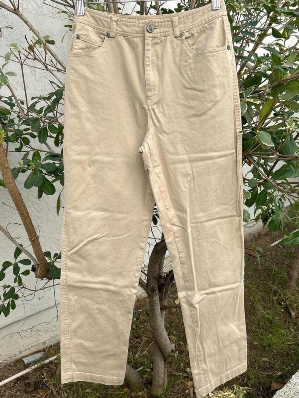 Vintage 1990s Dana Buchman Beige Straight Leg Pants Womens 8 27x28